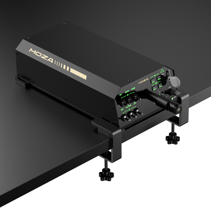 Black MOZA camera stabilizer on a dark background