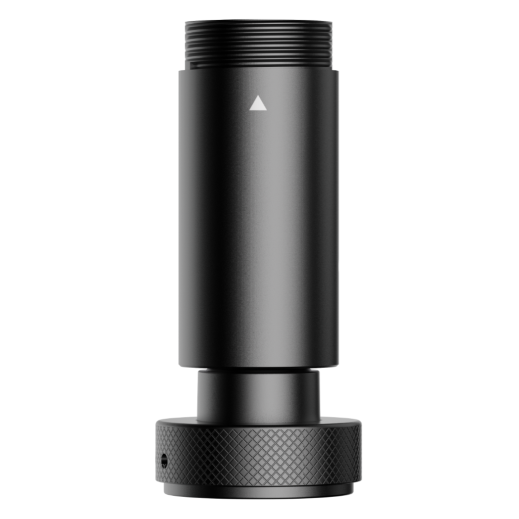 A black MOZA Z-Axis Module for drone racing, with visible threading and a textured base for grip.