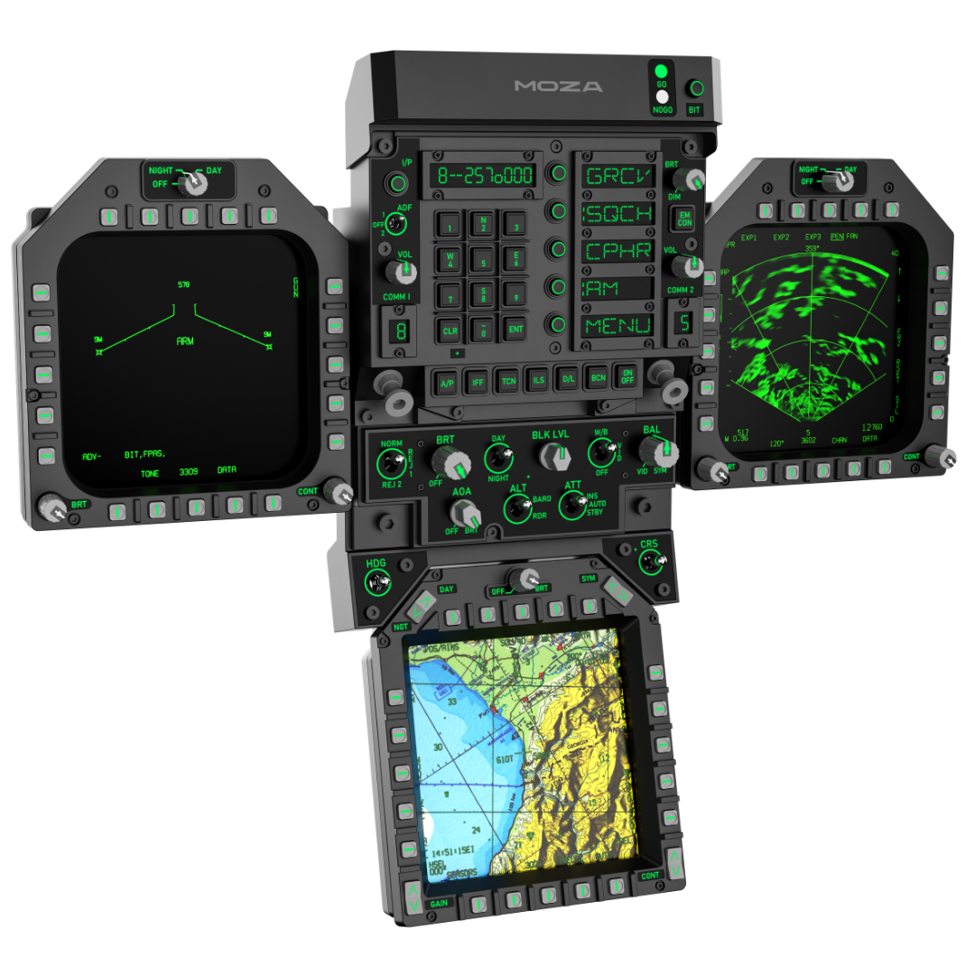 MOZA FMP18 Panel Bundle flight cockpit panel with modular F/A-18 displays for flight simulation