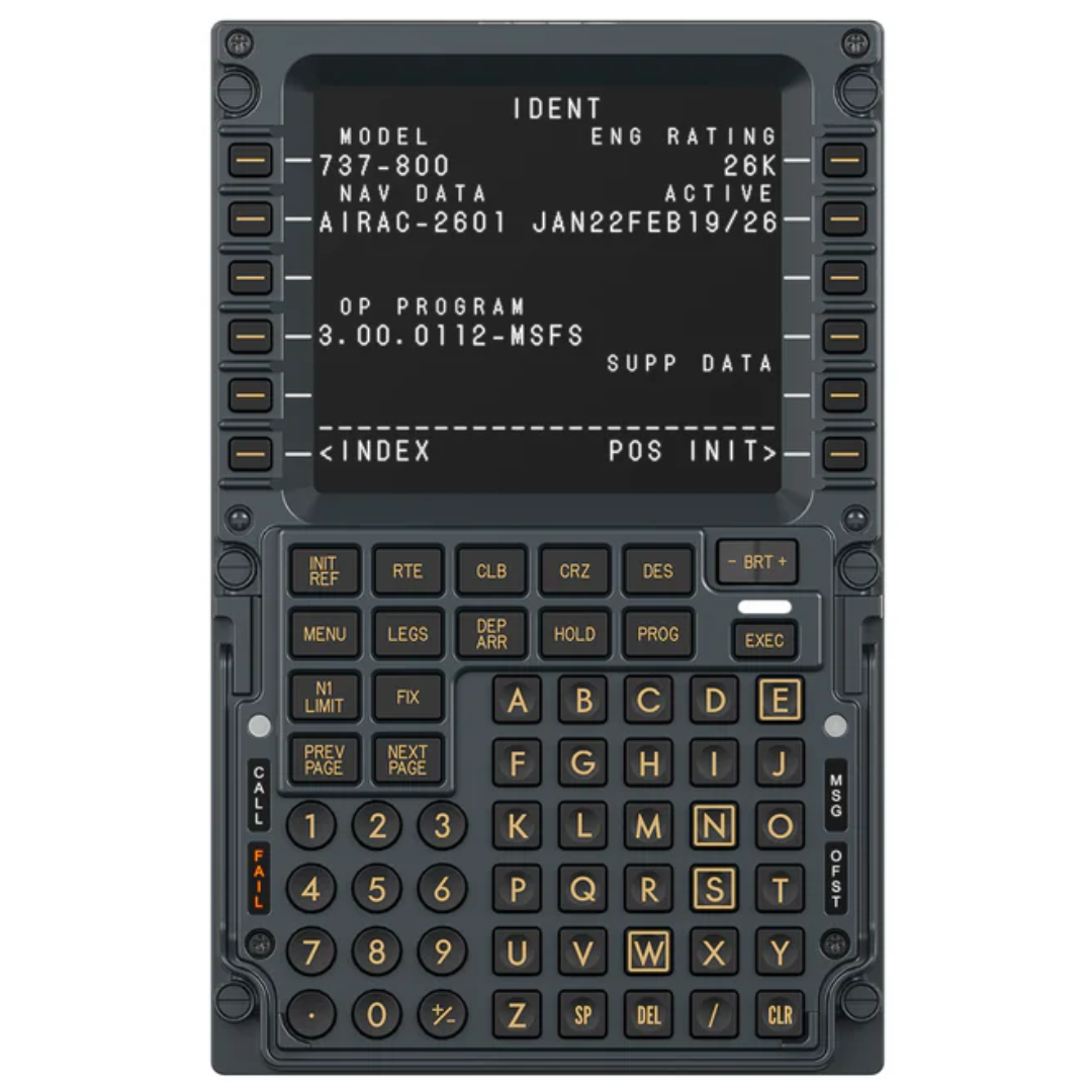 MOZA MB7F Flight Computer Display Boeing 737 CDU front view for home flight simulation