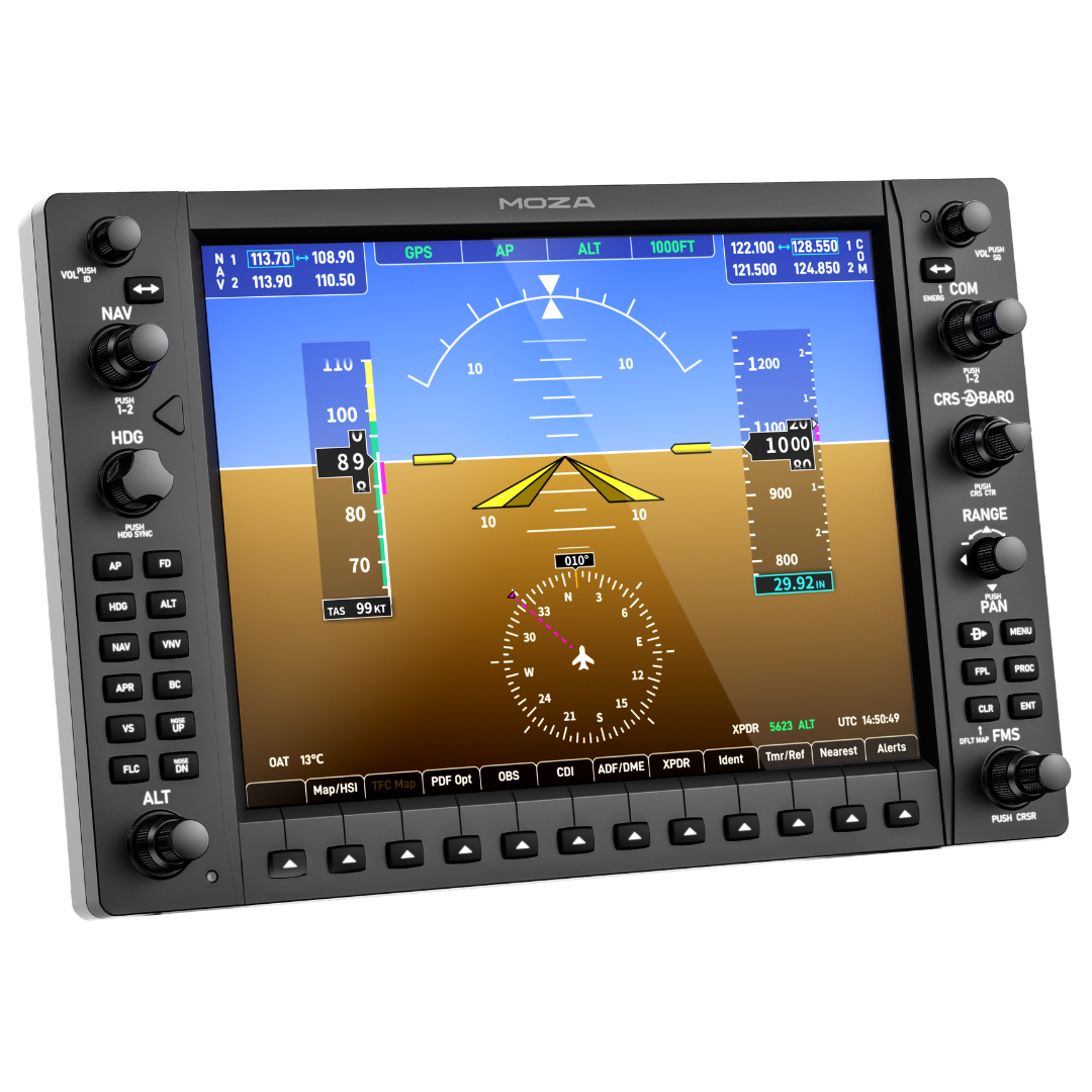 MOZA MGX1000 Flight Instrument Panel featuring 10.4-inch IPS display for flight simulation