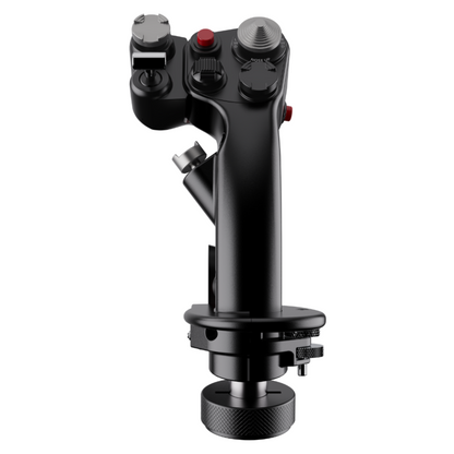 A black MOZA MH16 Flight Stick controller designed for flight simulations, made from aluminum alloy with automotive-grade paint.