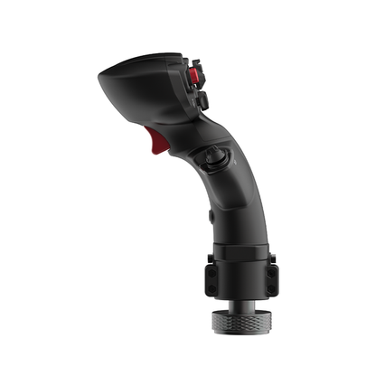 Black and red shower head on a white background