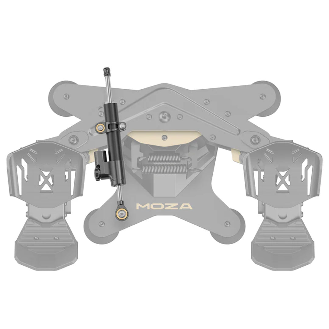 Gray camera stabilizer with 'Moza' branding on a white background