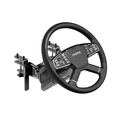 MOZA R5 truck driving bundle showing wheel base and mount