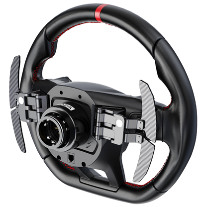 Gaming steering wheel with detailed design on a white background
