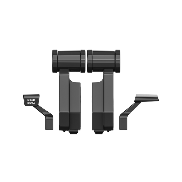 Black speed brake mechanism on a white background
