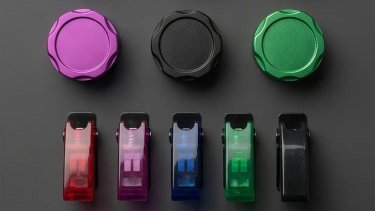 Racebox switches, rotary dials, and control components for sim racing button boxes