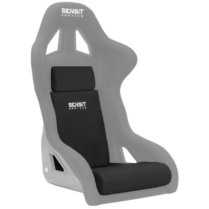 SensitHaptics MTC-P Extreme Gen2 haptic actuator zones shown inside a racing seat