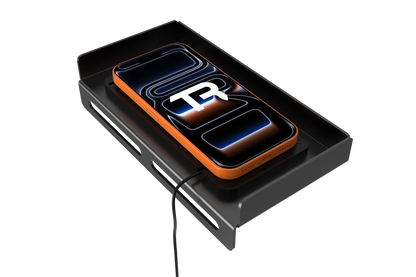 Trak Racer Sim & Flight Wireless Charging Station mounted to a simulator cockpit