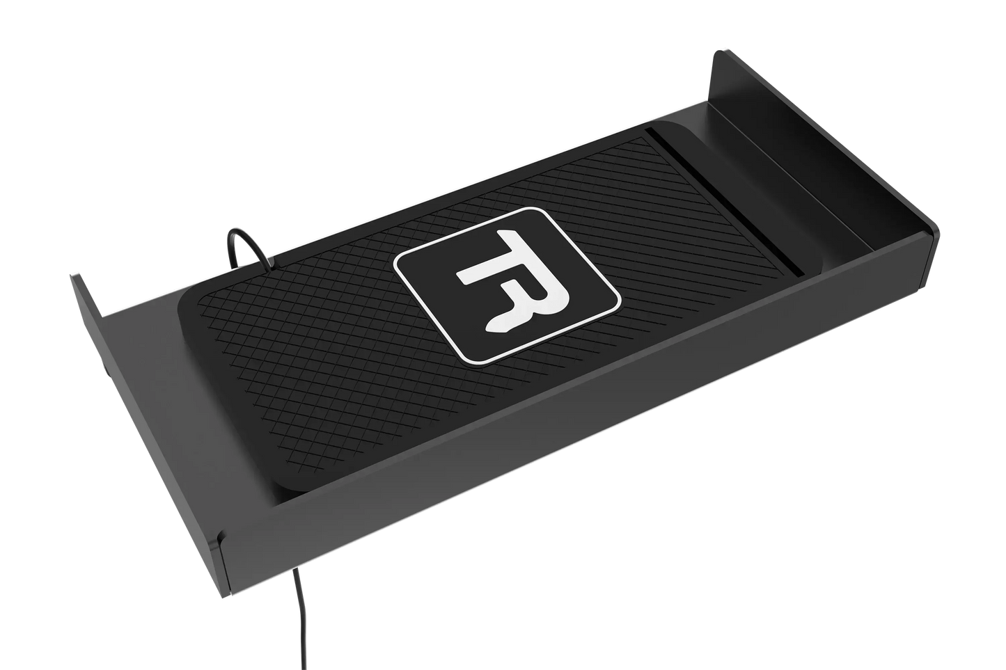 Trak Racer Sim & Flight Wireless Charging Station holding a smartphone on a sim racing cockpit