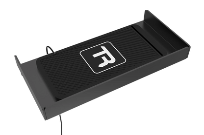 Trak Racer Sim & Flight Wireless Charging Station holding a smartphone on a sim racing cockpit
