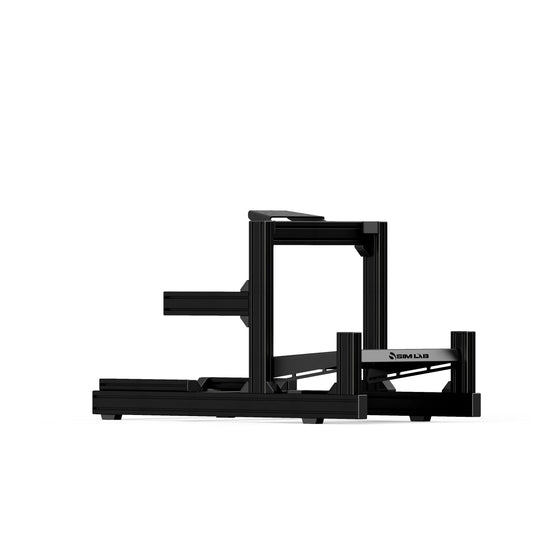 Black piece of exercise equipment on a white background