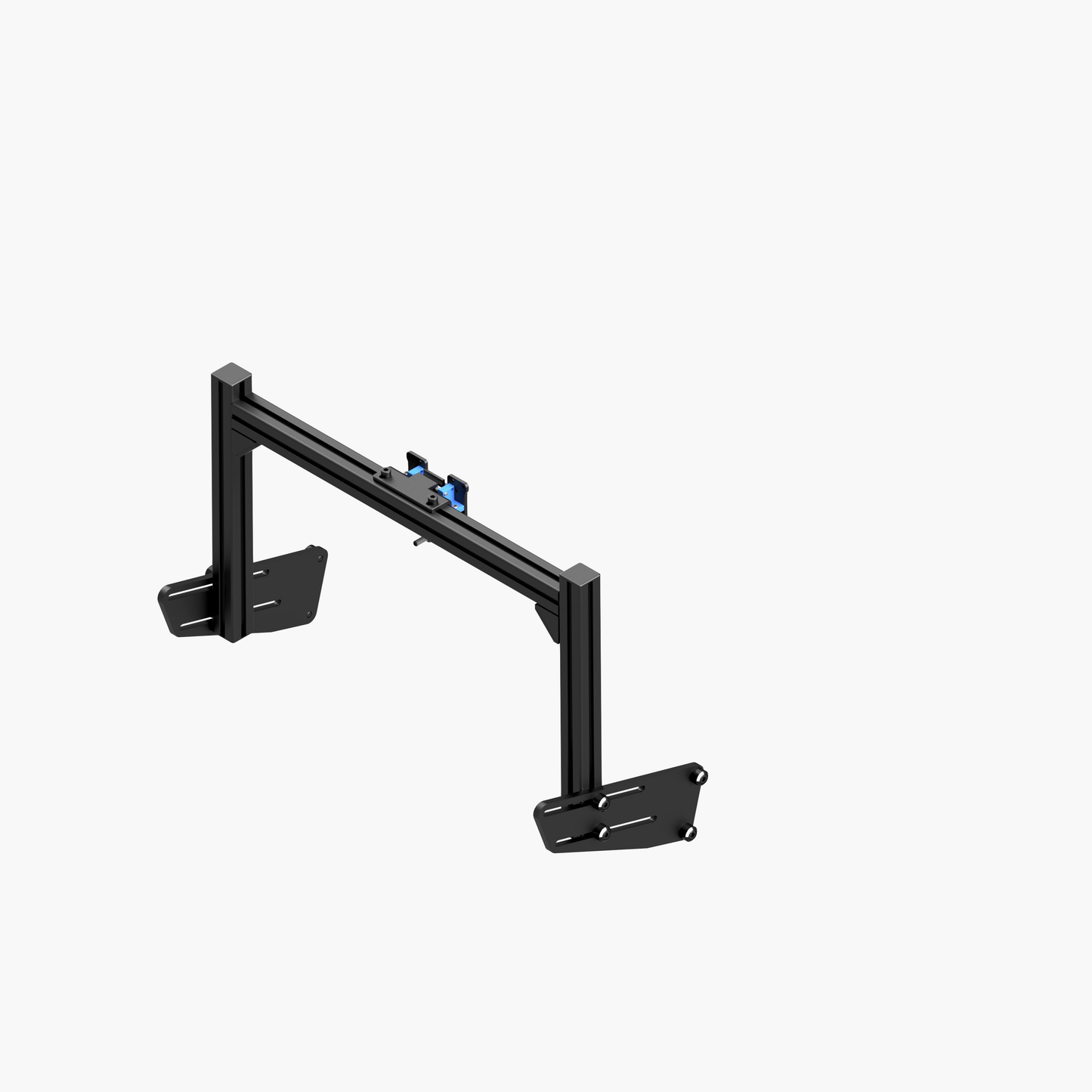 Black metal arm with brackets on a white background