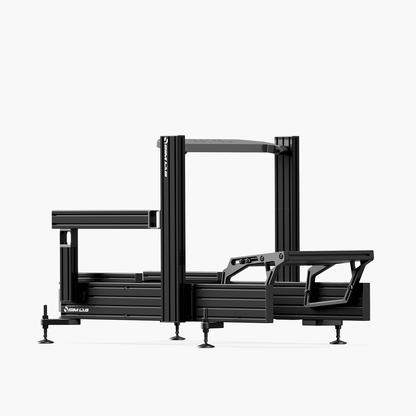 Black metal frame structure on a white background