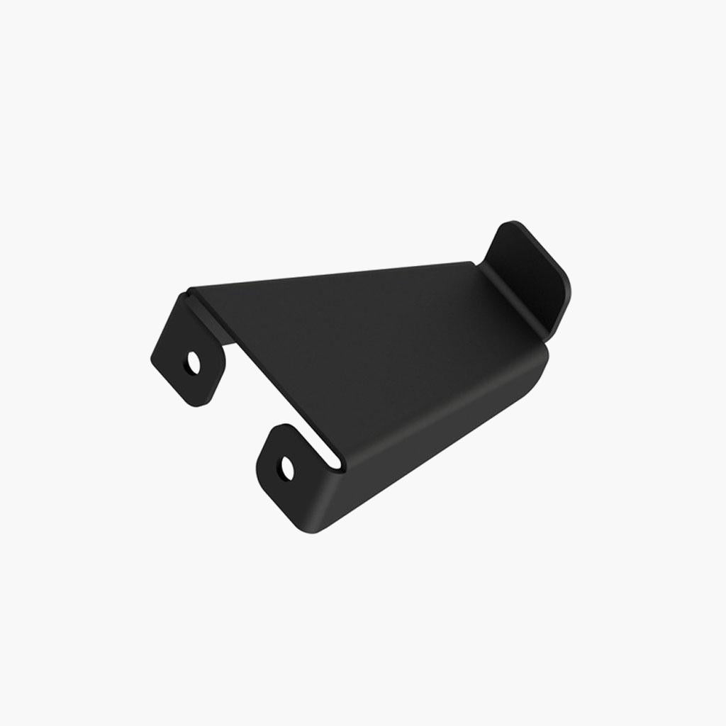 Black metal bracket on a white background