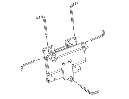 Technical drawing of a mechanical assembly with various components and their connections.