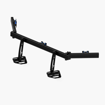 Black metal bike rack on a white background