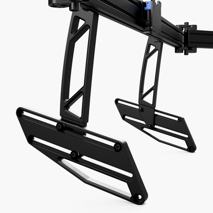 Close-up of a black metal frame structure on a white background