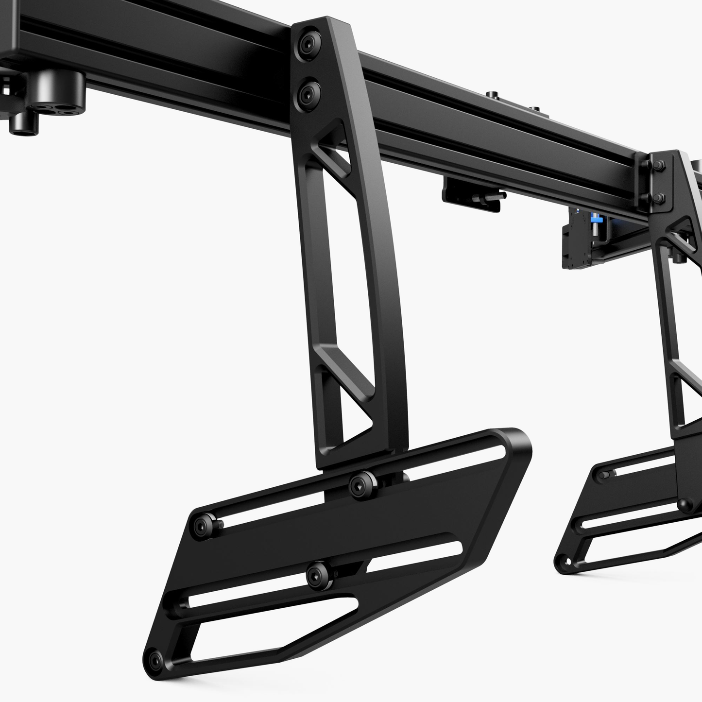 Black adjustable TV wall mount on a white background