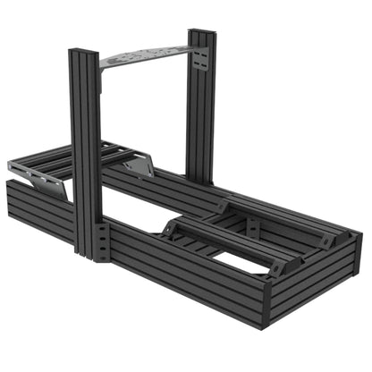 Black metal frame structure on a white background