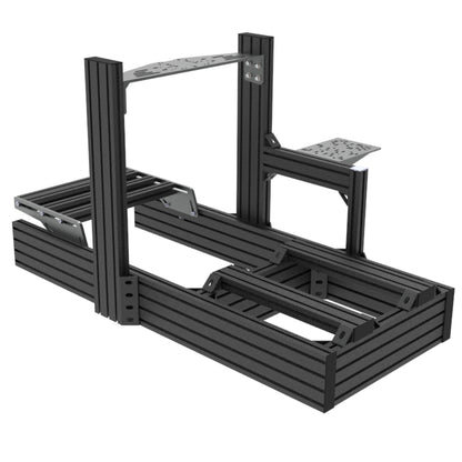 Black metal frame structure on a white background