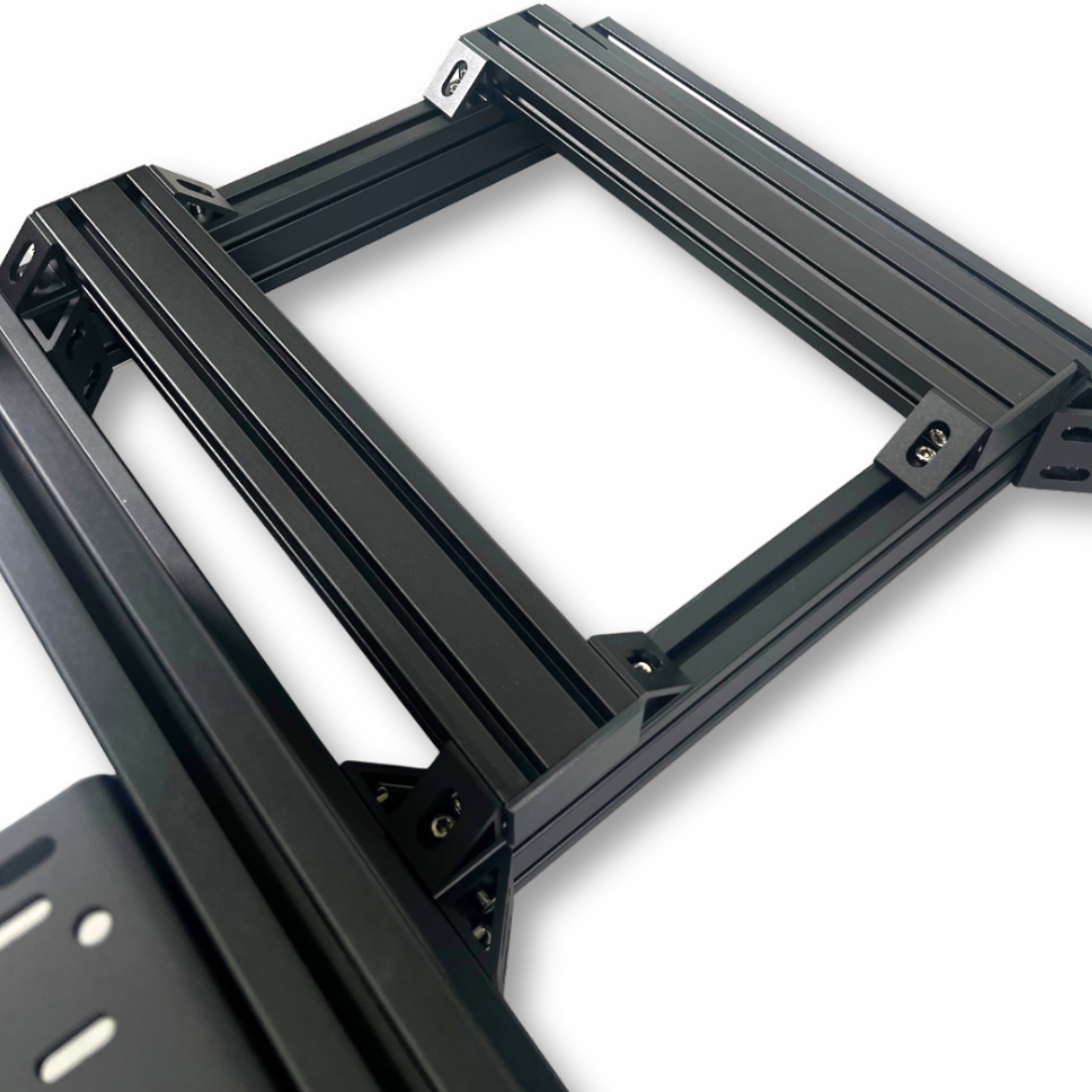 Sim Motion 80mm cockpit frame detail with black anodized aluminum