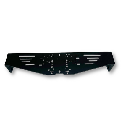 Black metal skid plate on a white background