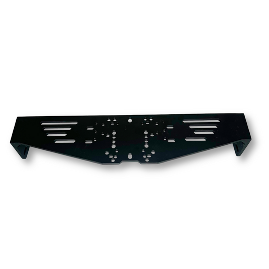 Black metal skid plate on a white background