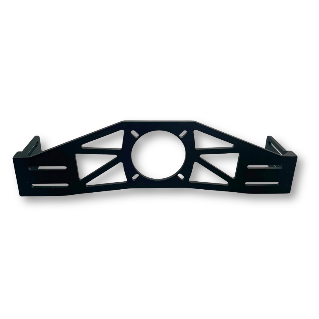 Black metal bracket on a white background