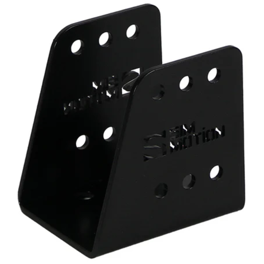 A black D-BOX G5 mounting bracket designed for aluminum profile type simulator frames.
