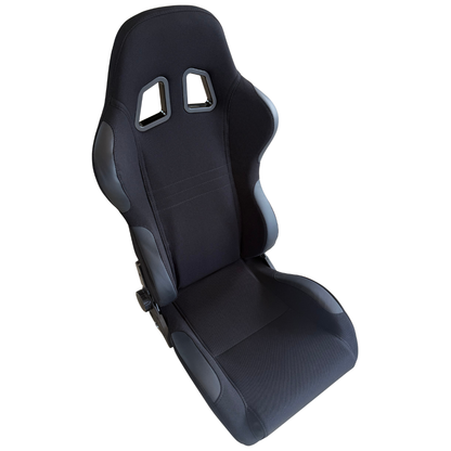 Black racing seat with a white background
