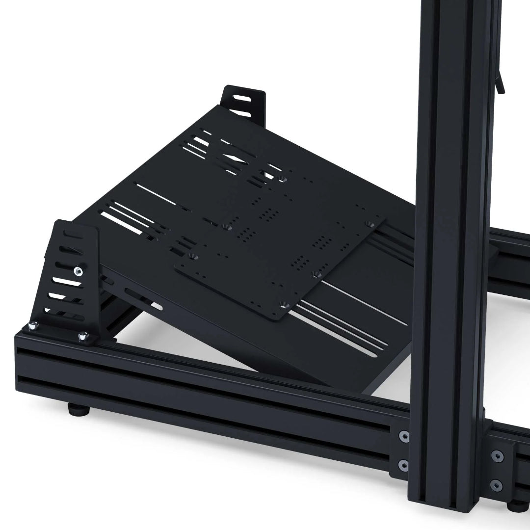 Black pedal deck stabilizer mounted on a metal chassis