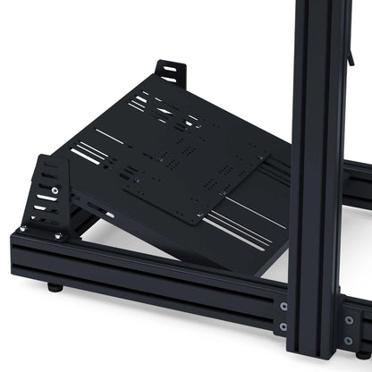 Black pedal deck stabilizer mounted on a metal chassis