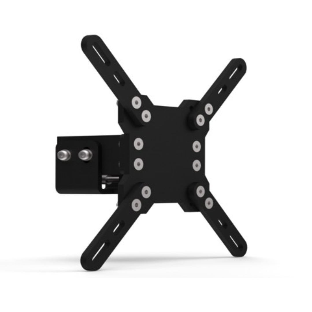 Black TV wall mount on a white background