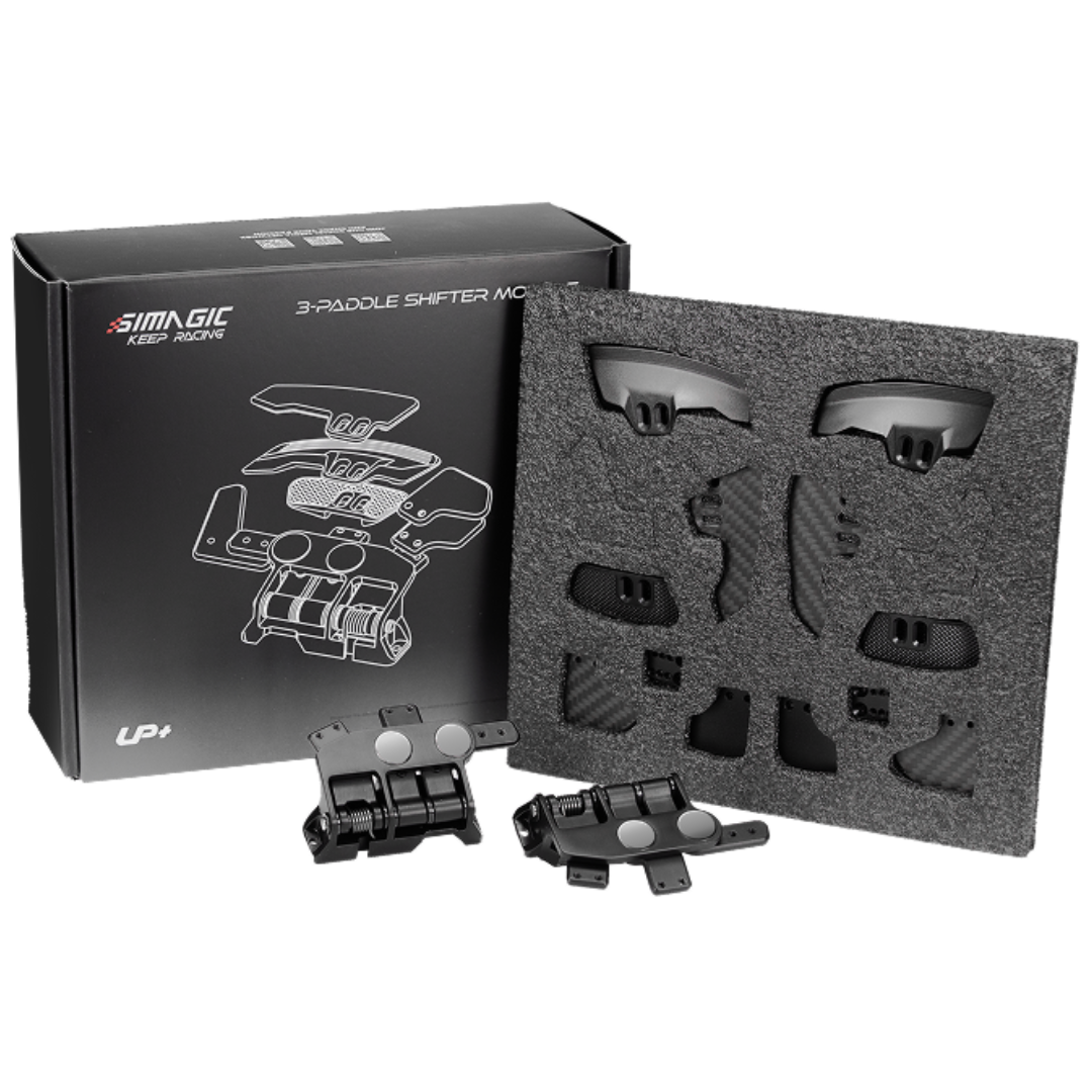Simagic 3-Paddle Shifter Module with adjustable paddle positioning for custom ergonomics