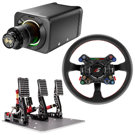 Simagic Alpha Evo Pro wheelbase with Neo X 350W drift wheel and P2000 hydraulic pedal set bundle for sim racing