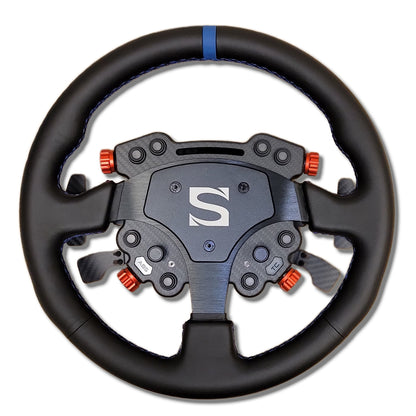 Simagic GT Pro Wheel – illuminated buttons and control layout in use