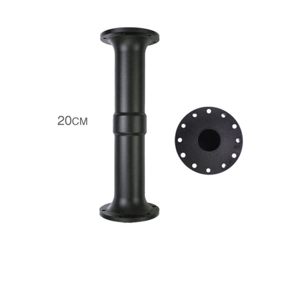 A black Simagic motor shaft extender measuring 20cm in height, designed for mounting a sim racing wheel base away from monitors or other equipment.
