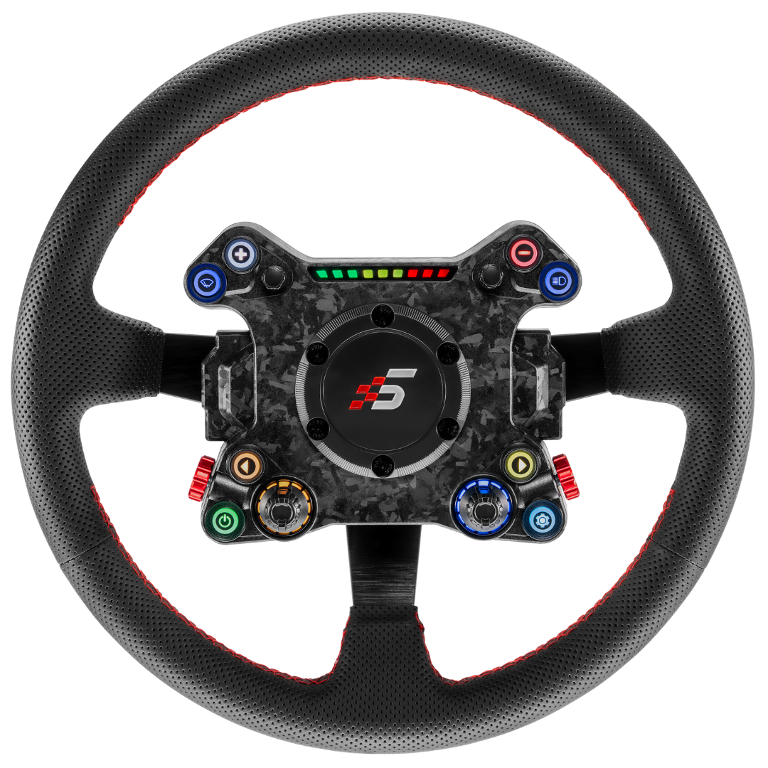 Steering wheel with a brand logo on a white background