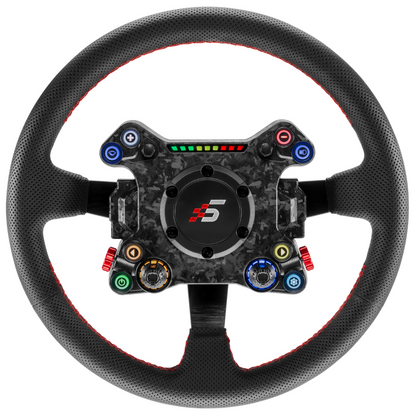 Steering wheel with a brand logo on a white background