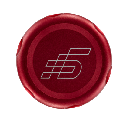 Red cap with a logo on a white background