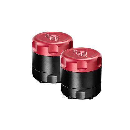 Two red and black containers with a logo on a white background