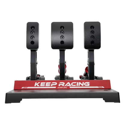 Simagic P1000 Heel Stop – mounted on pedal set for stability