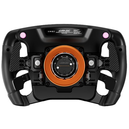 Simagic Push-Pull Paddle Shifters mounted on sim racing wheel