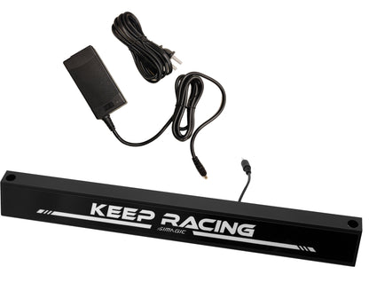 A black Simagic Sim Ray Heel Stop accessory with RGB lighting, designed to be used with the Simagic P1000 Standard pedal set for sim racing.