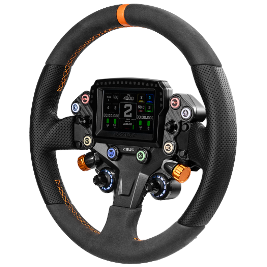 SIMAGIC Zeus Sport rally wheel configuration with round suede grip