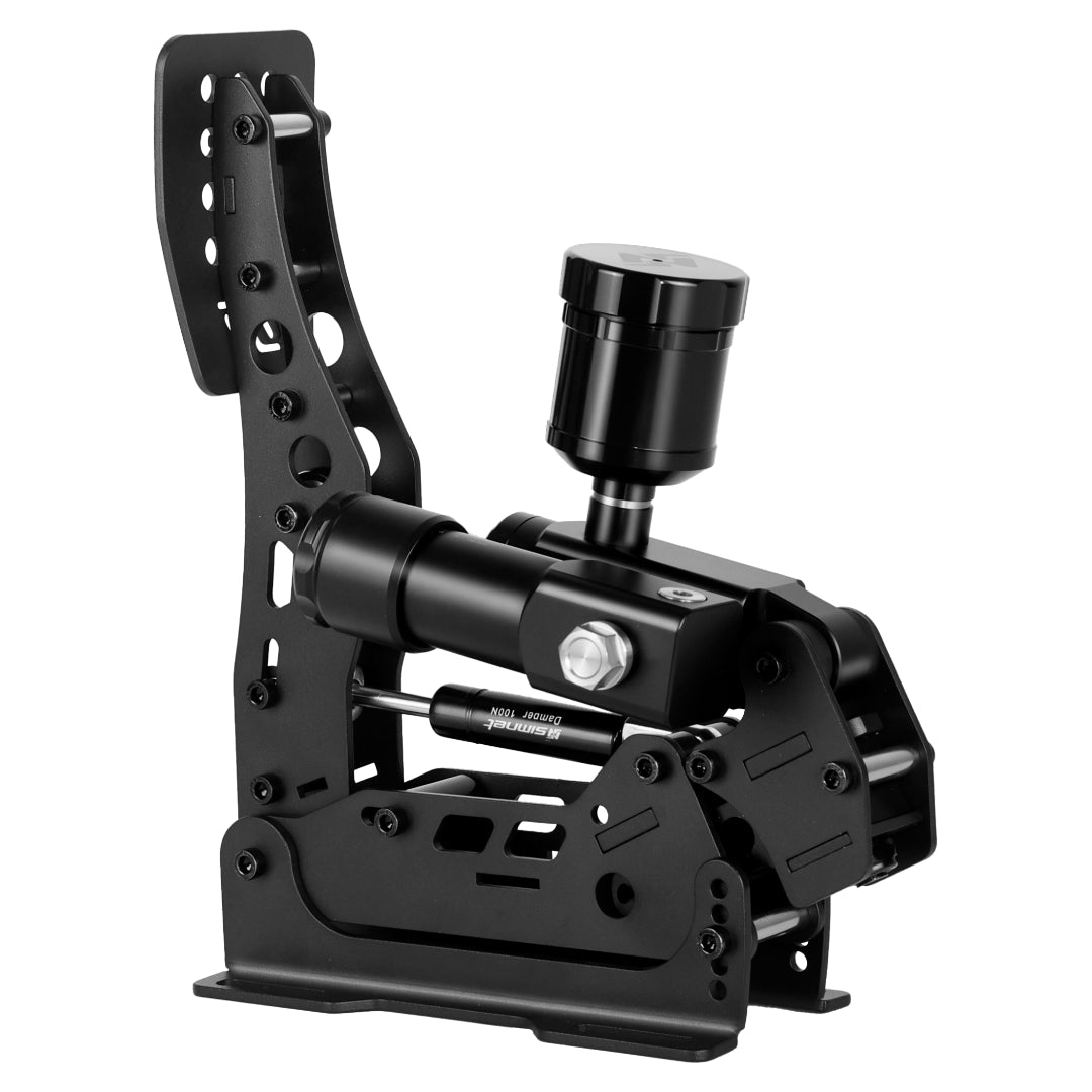 Black mechanical device on a white background