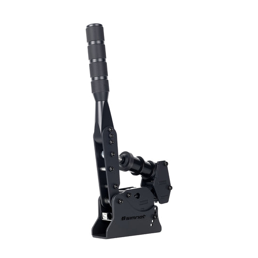 Black mechanical device with a handle on a white background