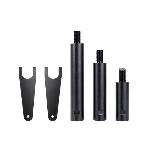 Set of black metal tools on a white background